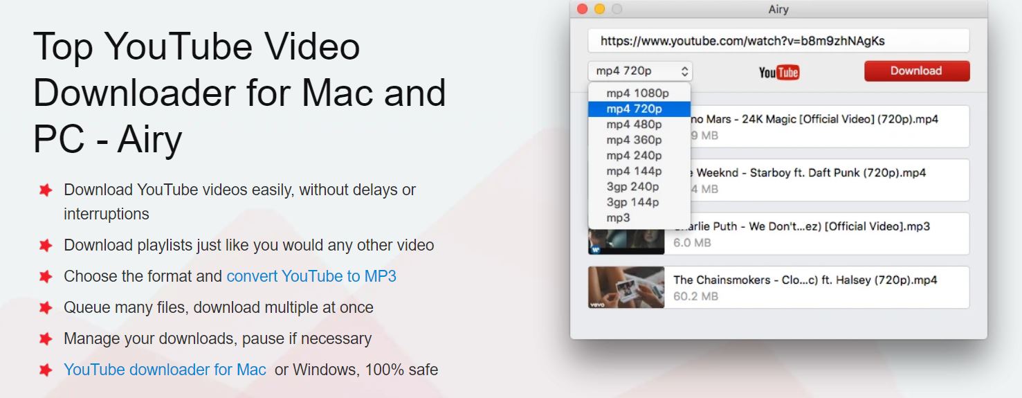 Airy top YouTube video downloader app