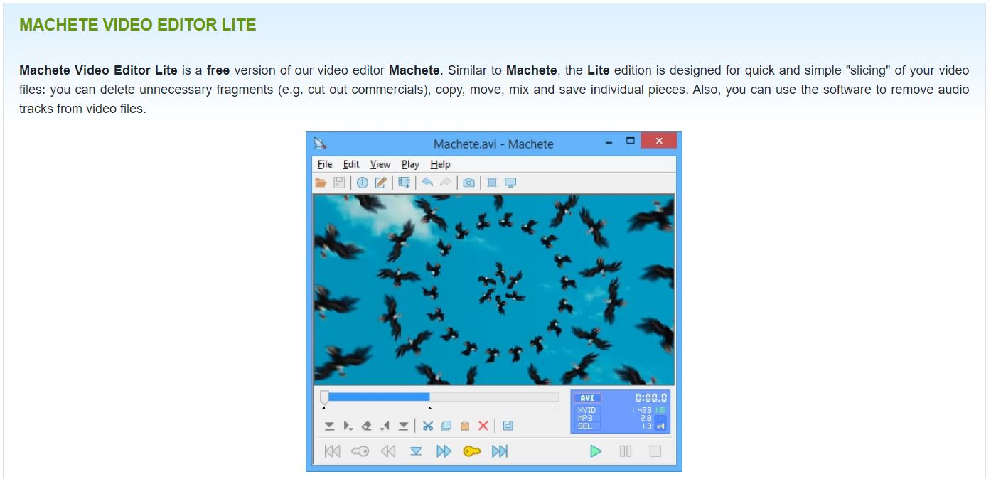 Machete Free Video Editor for PC